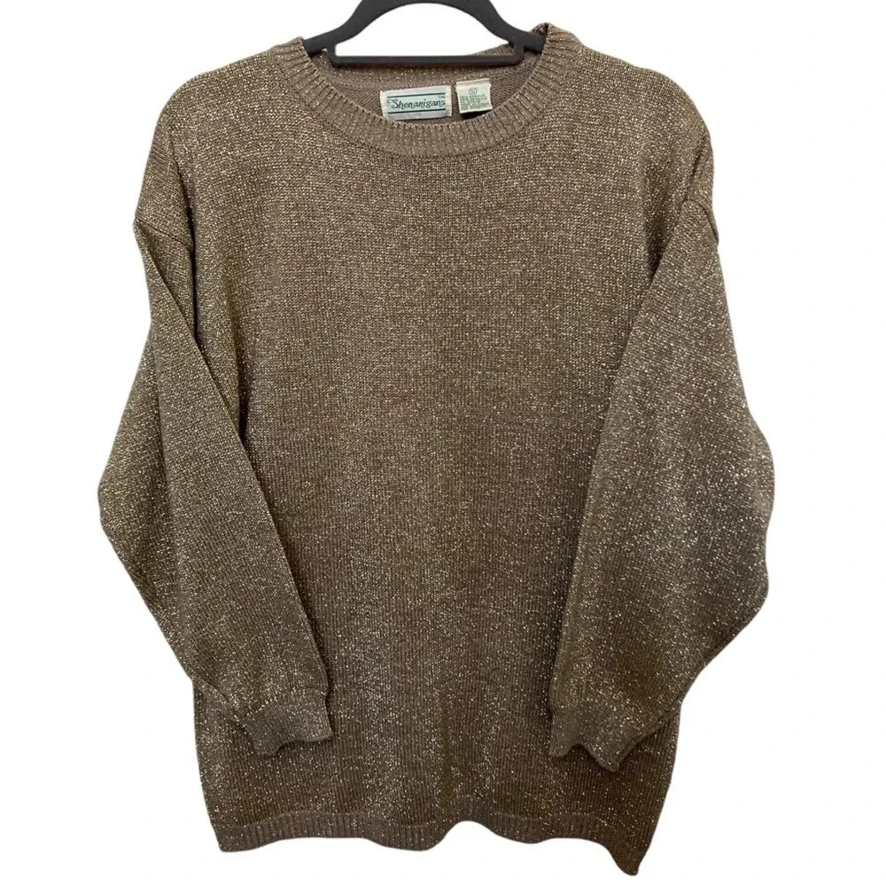 Shenanigans Vintage Metallic Gold Sweater‎ Size Small
